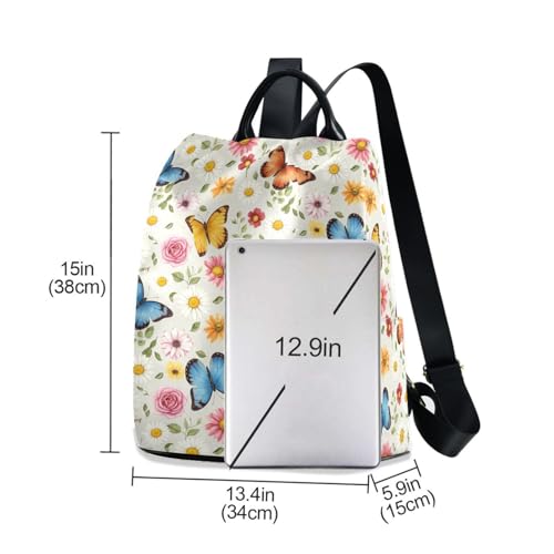 Sac à dos imprimé papillons avec fermeture éclair arrière et multiples poches - 6