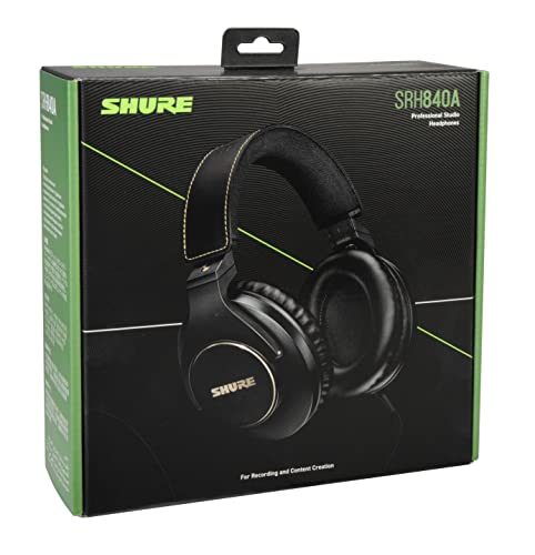 Image of Shure SRH840A Professional Studio Headphones, Black, Wired, Over Ear, Noise Control, 1 Count