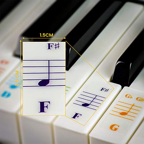 image for QMG Piano Keyboard Stickers for 88/76/61/54/49/37 Key Large Letter Pia