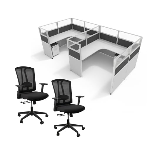SUNLINE DIY Office Cubicle - Complete Cubicle Desk Kit with