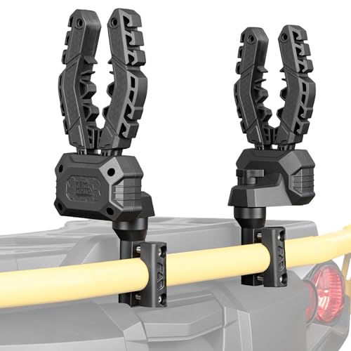 KEMIMOTO Tool Rack for ATV Auto-Clamp Hunting Tool Mount Hands-Free Bow Holder Grips with Rubber Straps Fits ATVs Hunting Strollers Bike Snowmobiles Mobility Scooters (0.75-1.25 in Round Tubes)