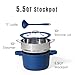 CAROTE 5.5QT Nonstick Stock Pot with Lid, 5.5 Quart Casserole with Ladle, Even Heating Stockpot, Fits All Stoves, Non Stick Big Cooking Pots PFOA Free, Blue