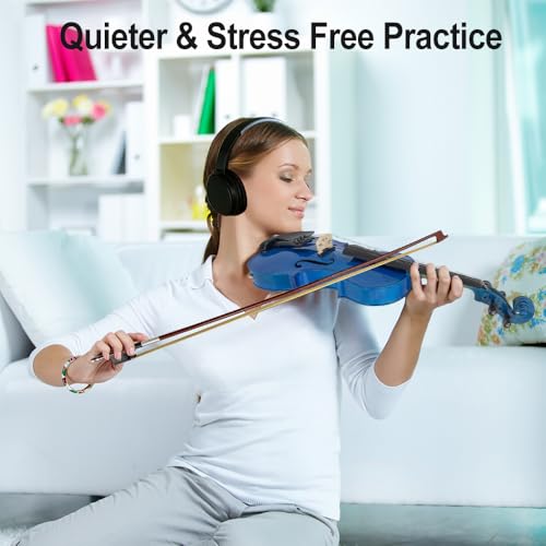 Image of Electric Violin 4 /4 full Size 4 string Acoustic Violin Spruce Maple Ebony Wood with Case, Bow Handmade for Beginners, Students, Professionals (Blue)