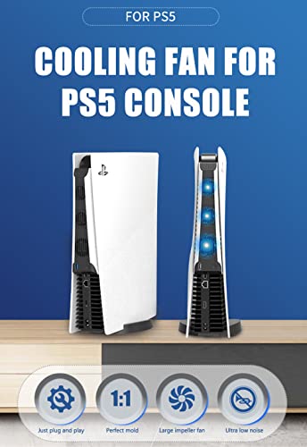 Fã de Resfriamento para Acessórios PS5, Ventilador de Refrigerador PS5 com 3 fãs e Controlador USB P