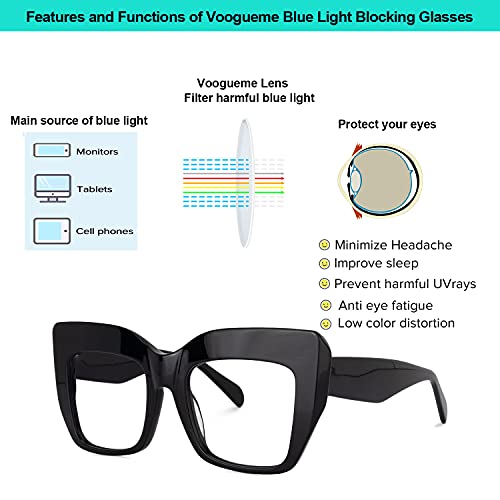 Image of Voogueme Vooglam Oversize Square Blue Light Glasses for Women Fashion Eyewear Anti Eyestrain & UV Rosaura OA01901