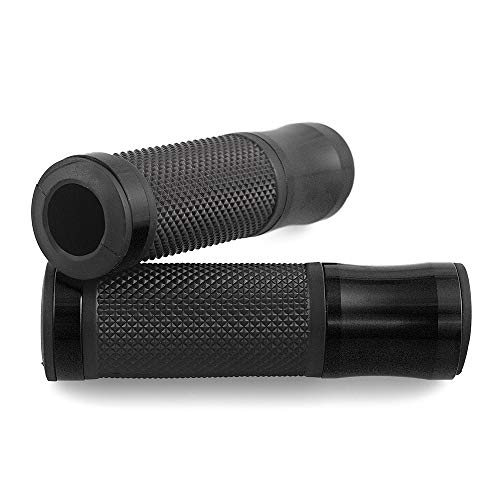 Evomosa Custom Motorcycle Aluminum+Rubber Gel 7/8"Handle Bar Grips For Cafe Racer End Bar Bike Street Atv Sports(1 Pair,Black) #TOP3