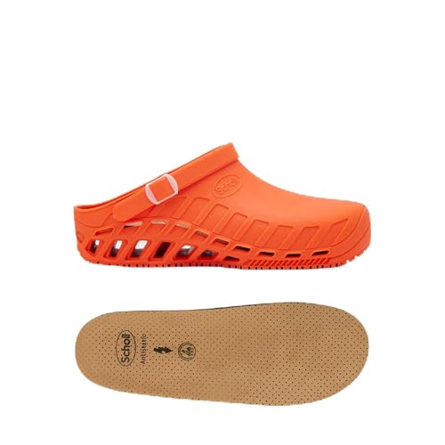 Clog EVO Scholl Naranja Profesional con Plantillas Anatómicas y Antiestáticas