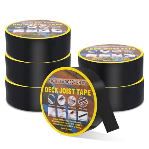 Image of Butyl Sealant Tape 2 inch x 50', Joist Tape for Decking - 6 Pack Deck Joist Tape, Waterproof Seal Roof Tape for Repairing Wood Joists & Beams Protection