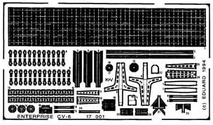 Eduard Accessories 17001 Model Accessories Aircraft Carrier USS Enterprise CV6 for Tamiya kit 77514, Silver, Standard Size