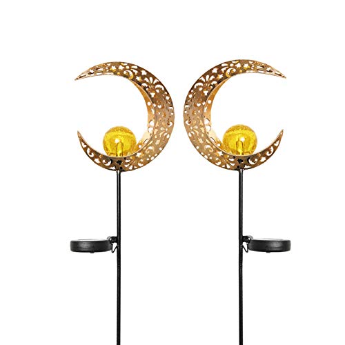 Preisvergleich Produktbild Beslands Mond Solarleuchten Garten im Freien, LED Solar Gartenstab Wegeleuchte Gartenleuchte , wasserdichte Metall-LED-Pfahlpfad-Deko-Leuchten