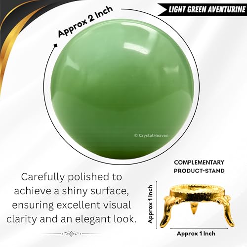 Image of Certified Green Aventurine Crystal Ball for Meditation | Premium Crystal Vastu Items for Home and Feng Shui Items for Good Luck - Pooja Supplies and Spiritual Practices (2 inch Inch)