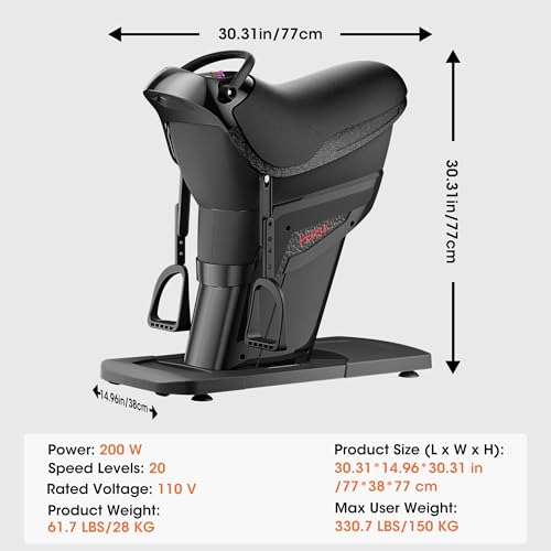 Image of Electric Horse Riding Simulator Machine, 3D Dynamic Riding Trainer with LCD Display, 20-Speed Adjustable Full Body Fitness Equipment for Waist & Abdomen for Weight Loss & Cardio Training