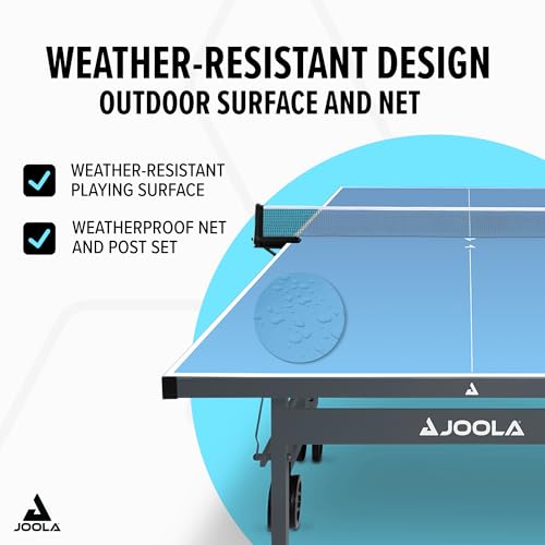 Image of JOOLA NOVA Outdoor Ping Pong Table with Waterproof Table Tennis Net Set - Quick Assembly - All Weather Aluminum Composite Surface - Tournament Quality - Indoor & Outdoor Compatible