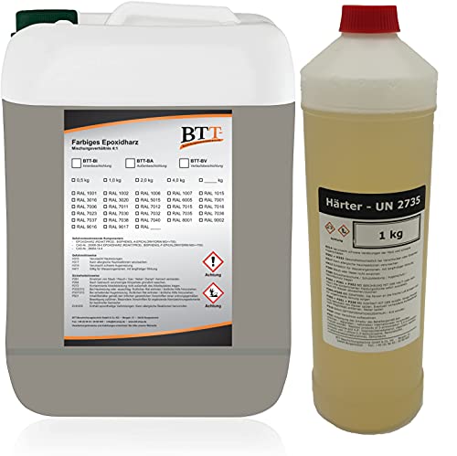 BTT-BA - Rivestimento per pavimenti in resina epossidica, RAL 7030, per 25 m², per esterni, per piastrelle, cemento, per balconi, terrazze, pavimentazione, resina epossidica