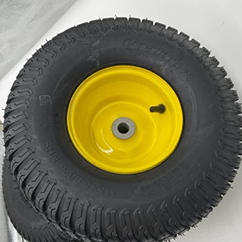 Hoosier Wheel Set Of 2-15X6.00-6 Lawn Mower Turf Tech Tire And Rim - Fits On 3/4 Inch Axle, 3 Inch Hub #TOP2