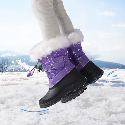 Dream Pairs KSNOW-PURPLE-SZ-12-N Boys Girls Snow Boots Waterproof Outdoor Warm Cozy Anti-Slip Mid Calf Faux Fur Lining Insulated Winter Shoes thumb #4