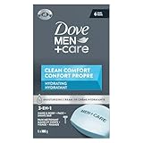 Dove Men+Care Hydrating Clean Comfort Bar Soap to Clean and Hydrate Men's Skin 3-N-1 Hand & Body + Face + Shave Bar Soap with ¼ Moisturizing Cream, 106g (Pack of 6)