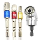 3 adaptadores de extensión para destornilladores de grado de impacto, de 1/4 pulgadas, 3/8 pulgadas, 1/2 pulgadas, con vástago hexagonal Cr-V,brocas para taladro sin cable, llave de vaso universal