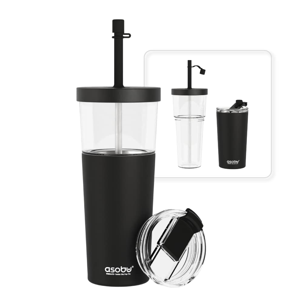 弁当箱・水筒 KOREA BLACK TUMBLER Tumbler — 20 oz. Aqualina w/ Built-In Straw (Black) | Mazda
