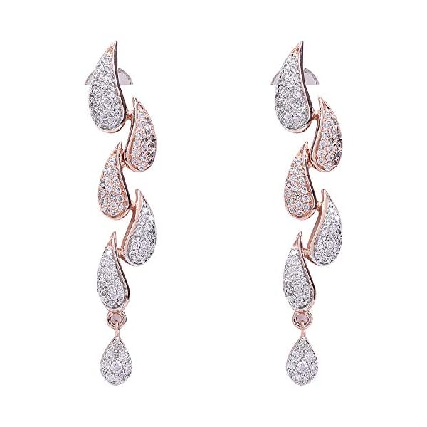 Ratnavali Jewels American Diamond CZ Rose Gold Plated Designer Jewellery Set/Necklace Set with Chain & Earring for Girls/Women (RV3382RG) - Image 8