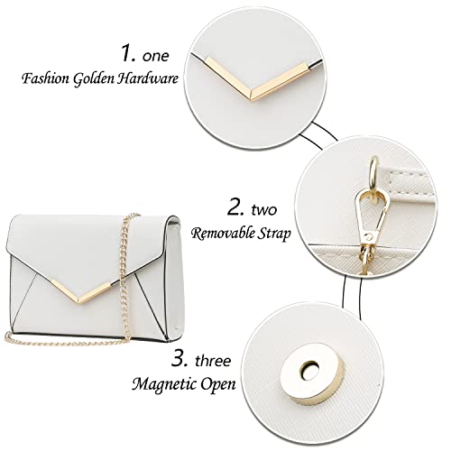 Kkxiu Women Elegant Faux Leather Evening Envelope Clutch Purse Foldover Bags For Party Wedding Prom (A-Beige) #TOP1