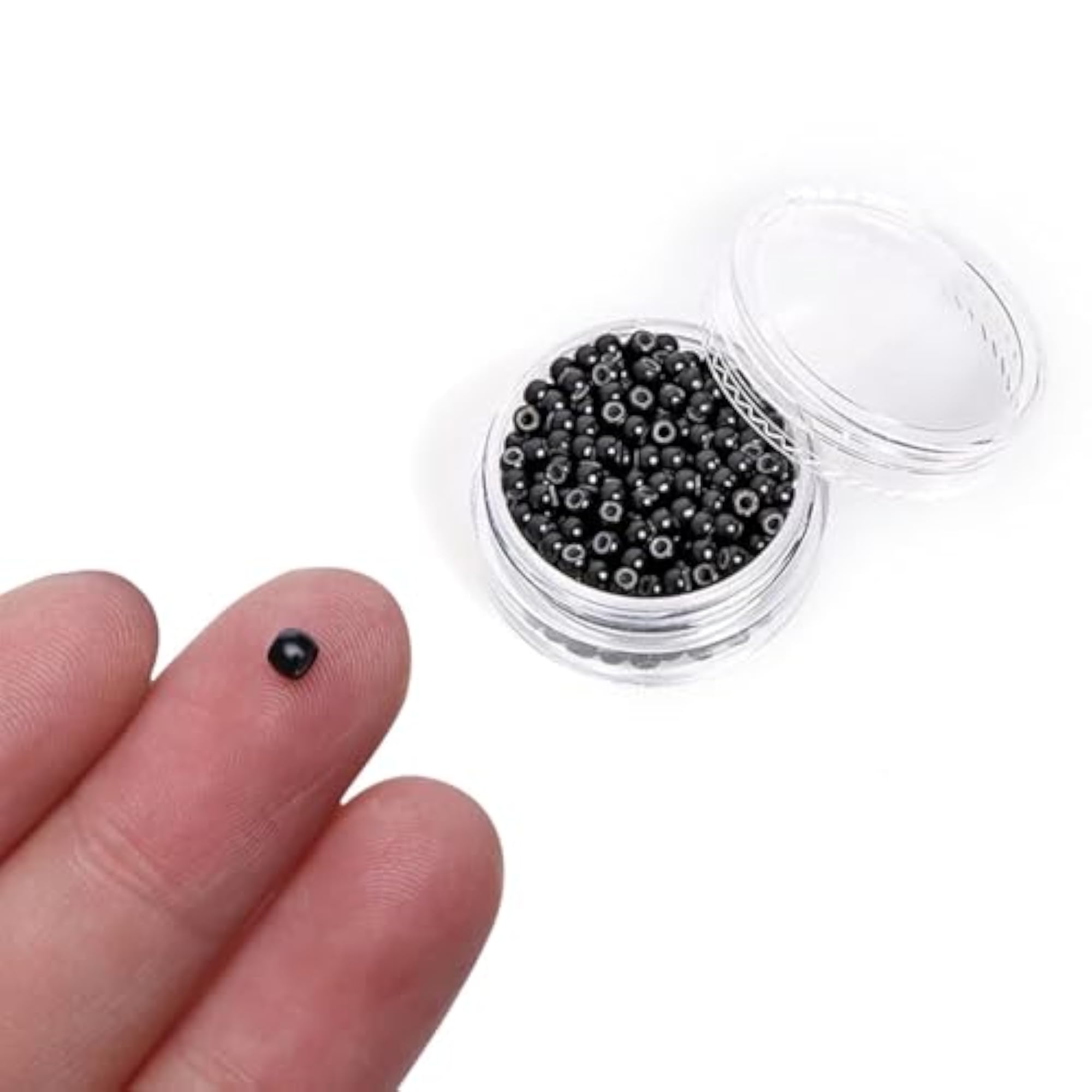 Black Nano Rings for Hair Extension, Aluminum with Silicone