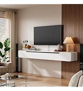 FloatiCasa Fully-Assembled Floating TV Stand, 47IN High Gloss Wall Mounted Entertainment Center, ...
