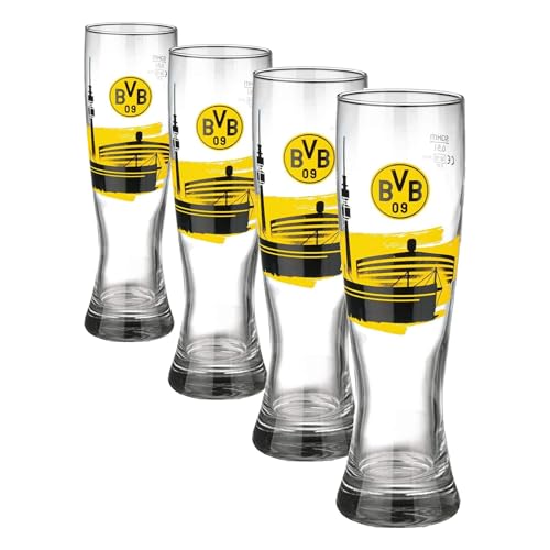 Dortmund Borussia BVB-Weizenglas, 0.5 liters, 1 Stück (4er Pack)