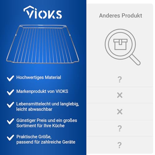 VIOKS Backofenrost Gitter 443 x 375 x 20 mm Ersatz für Whirlpool 481010657433 Indesit C00325927 Backofen Grillrost - Ofen Gitter Backgitter für Backofen - Grill Rost Gitterrost für Backоfen Herd