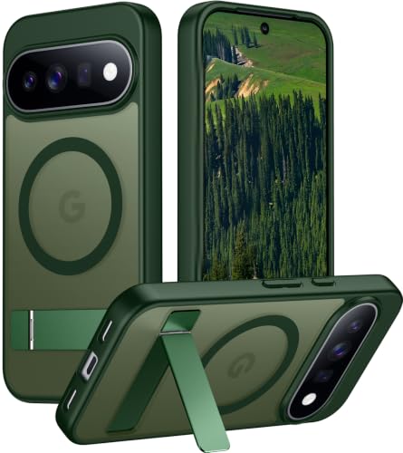 Image of Designed for 11 Pro XL Case 2026, [Built-in Invisible Kickstand][Compatible with MagSafe][Military Grade Shockproof] Slim Translucent Matte Phone Case-Green