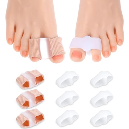 Warum 9 Stück Zehenspreizer Hallux Valgus, Gel Zehentrenner Bunion mit 2 Schlaufen, Silikon Großzehenabstandshalter Korrektur für Frauen und Männer Bunion, überlappende Zehen(6Weiß, 3Hautfarbe)