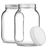The Kombucha Company - 1 Gallon Glass Jar With Lid – 2 Pack With Metal Lids - BPA-Free Dishwasher Safe, Wide Mouth Sun Tea Jar, Gallon Mason Jar for Storage, Fermenting, Brewing & Kombucha
