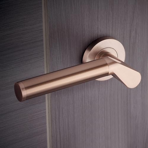 Stanza Venus Lever Handle on Round Rose, Premium Tuscan Rose Gold Finish - Image 3