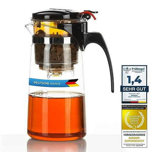 Teeglas mit Sieb Teebereiter mit Tee-Filter, Tee-Sieb und Deckel -...