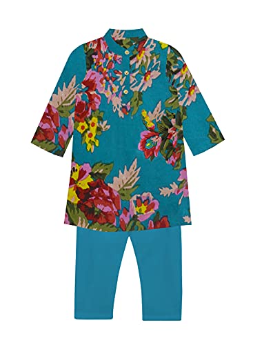 Image of A.T.U.N. (ALL THINGS UBER NICE) Boys Full Sleeve Cotton Floral Printed Kurta and Pyjama Set | Ethnic Clothing Set for Festival and Special Occasion | 2 Piece Set for Boys