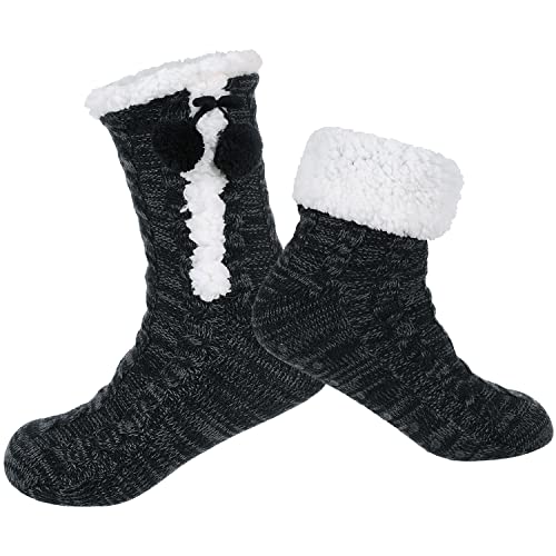 Image of Chassic Sherpa Lined Slipper Socks for Women, Non-Slip Cozy Winter House Socks, Soft Fuzzy Socks, Gifts for Women & Ladies Stocking Stuffers