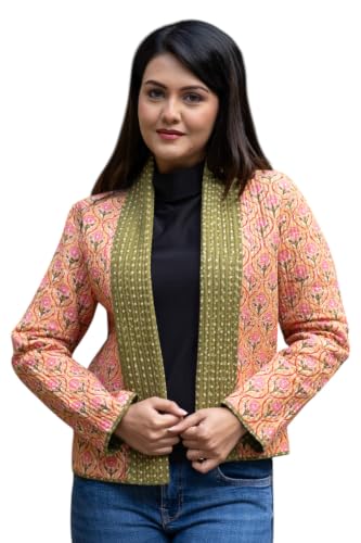Image of Reversible Jacket for Women | Double Sided Quilted Jacket | Reversible Winter Jacket for Women | Stylish Ethnic Printed Jacket | Warm & Comfortable Casual Outerwear