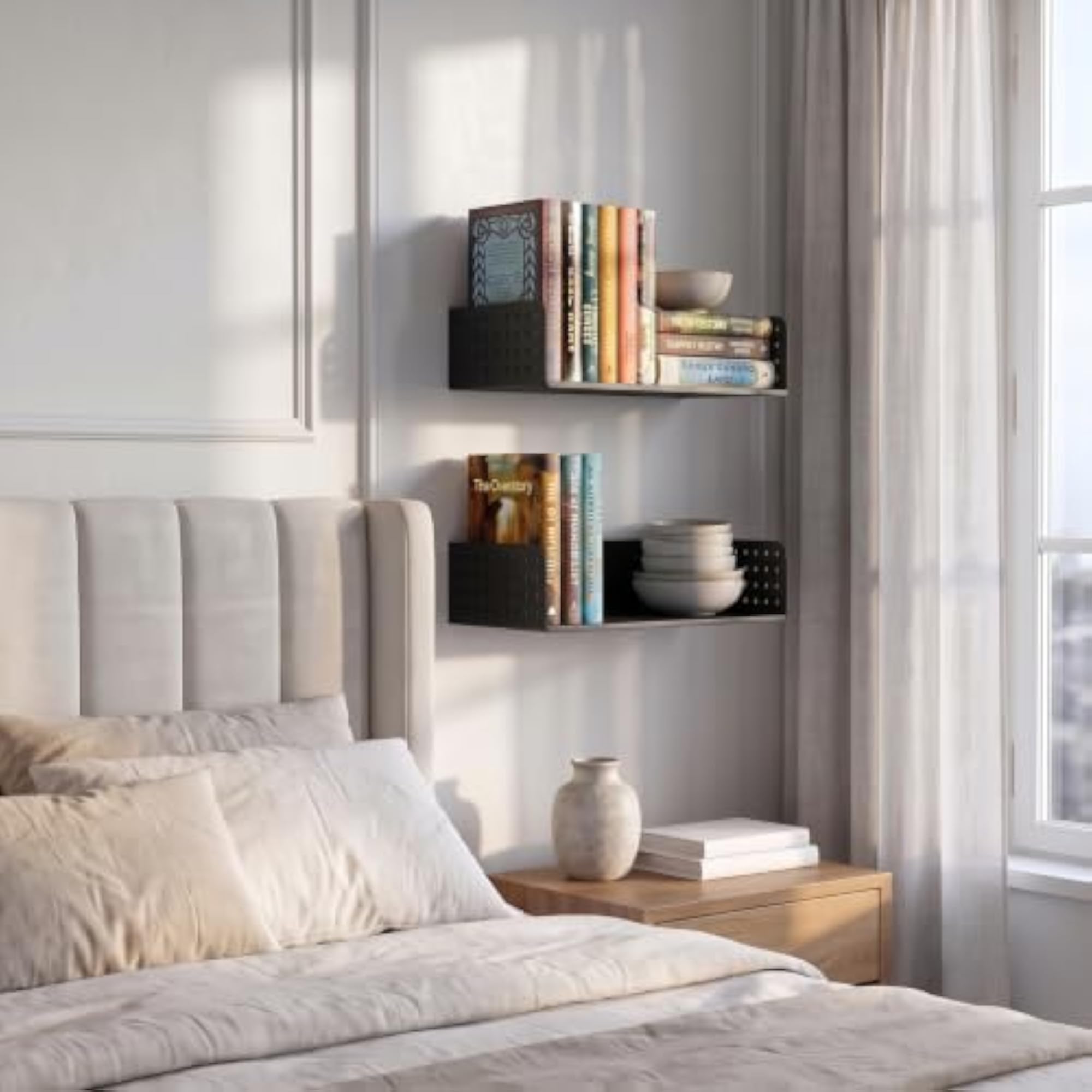 Wall Mounted Metal Book Shelf for Living Room & Office