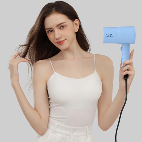 Image of AINA Diffuser Hair Dryer Full-Featured Blow Dryer 110V /1600W(Baby Blue) | 3 Heat /2 Speed;Cold shut button;Lightweight;Compact Size;High Temp;Low Airflow;Same Results;Less Expense