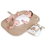 MoBaby Portable Changing Pad, Luxurious Soft-as-Suede Change Clutch, Machine Washable, Chic Cushioned Change Station for Baby, Infant, and Newborn, Coffee Color