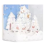 RUBENZ Tarjetas Navideñas Musicales Emergentes En 3D, Grabado Artesanal Calado, Paisaje Nevado, Tarjetas Navideñas 3D Con Cartón Para Suministros De Decoración Para Fiestas Navideñas