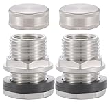 SNUTUYA Bulkhead Fitting With Plugs（304 Stainless steel），lead-free, 1/2' Female NPT, 3/4' Male GHT (garden Hose Thread), for Rain Barrels, Aquariums, Water Tanks, Tubs, Pools, Spigot, Sinks，2 Pack…