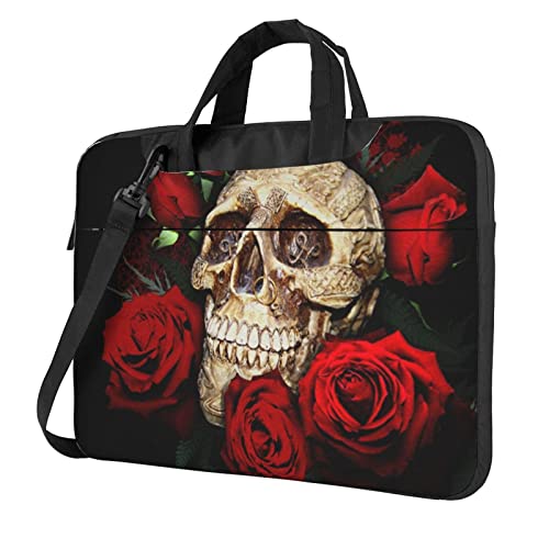 Sacoche ordinateur portable crâne et roses grand format pour ranger tout votre matériel