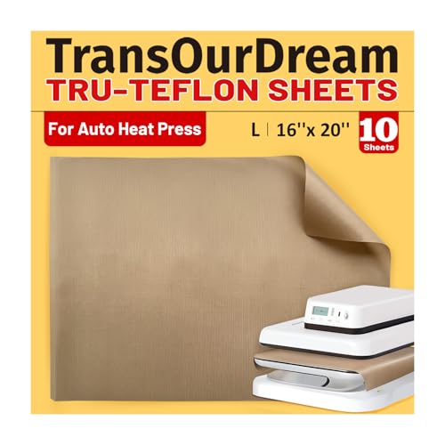 Image of TransOurDream PTFE Teflon Sheets for Heat Press (10 Sheets, 16x20 inch) Reusable Non-Stick Sheets for Iron-on Transfer, Sublimation, HTV Vinyl, DTF and Crafts