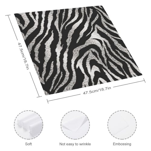 Servilletas de Tela Estampado Cebra Blanco y Negro Pack 6 miniatura 2
