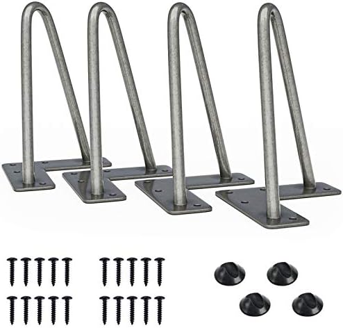 SMARTSTANDARD 6 Inch Heavy Duty Hairpin Furniture Legs, Metal Home DIY Projects for TV Stand, Sofa, Cabinet, etc with Rubber Floor Protectors Grey 4PCS