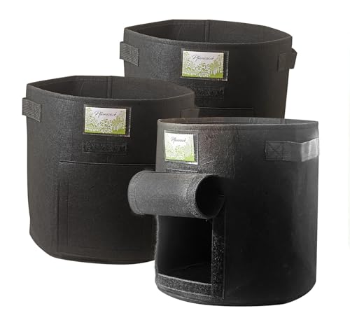 TELE WELT Juego de 3 sacos para plantas, con ventana adhesiva, macetas de tela, 30 l, maceta de tela, bolsa de 30 L