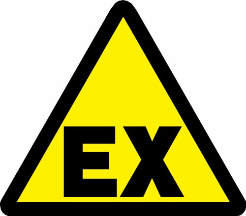 Brady 60233 Pressure Sensitive Vinyl Warning Labels , Black On Yellow, 8" Height x 8" Width, Pictogram "Explosive Atmosphere" (10 Labels per Package)