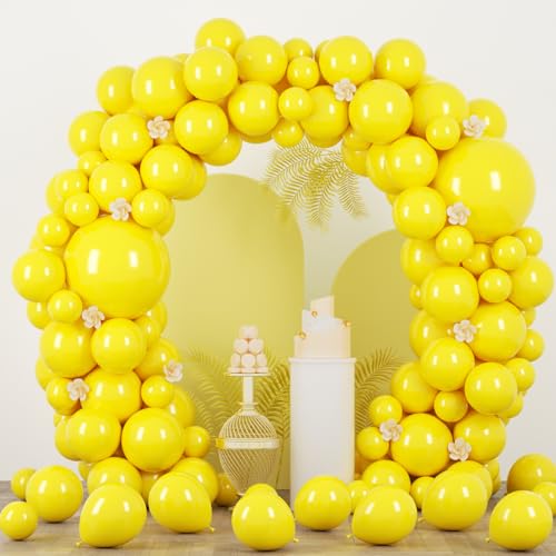 Image of Voircoloria 90pack Yellow Balloons Different Size 18 /12 /10 /5 Inch Yellow Balloon Garland Arch Kit for Graduation, Wedding, Birthday, Baby Shower, Sunflower and Honeybee Theme Party Decorations