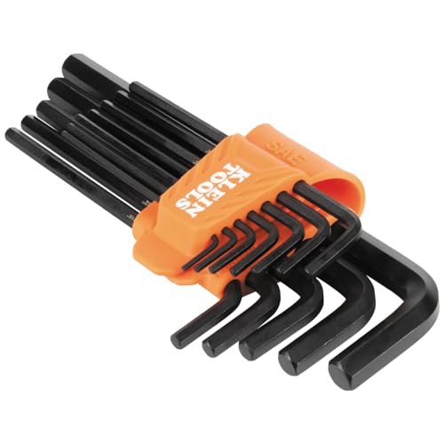 Image of Klein Tools LS12 12-Piece Long-Arm Hex Key Set, SAE, Heat-Treated, L-Style Keys Sizes 1 /16-Inch to 3 /8-Inch, Twist-to-Lock Case